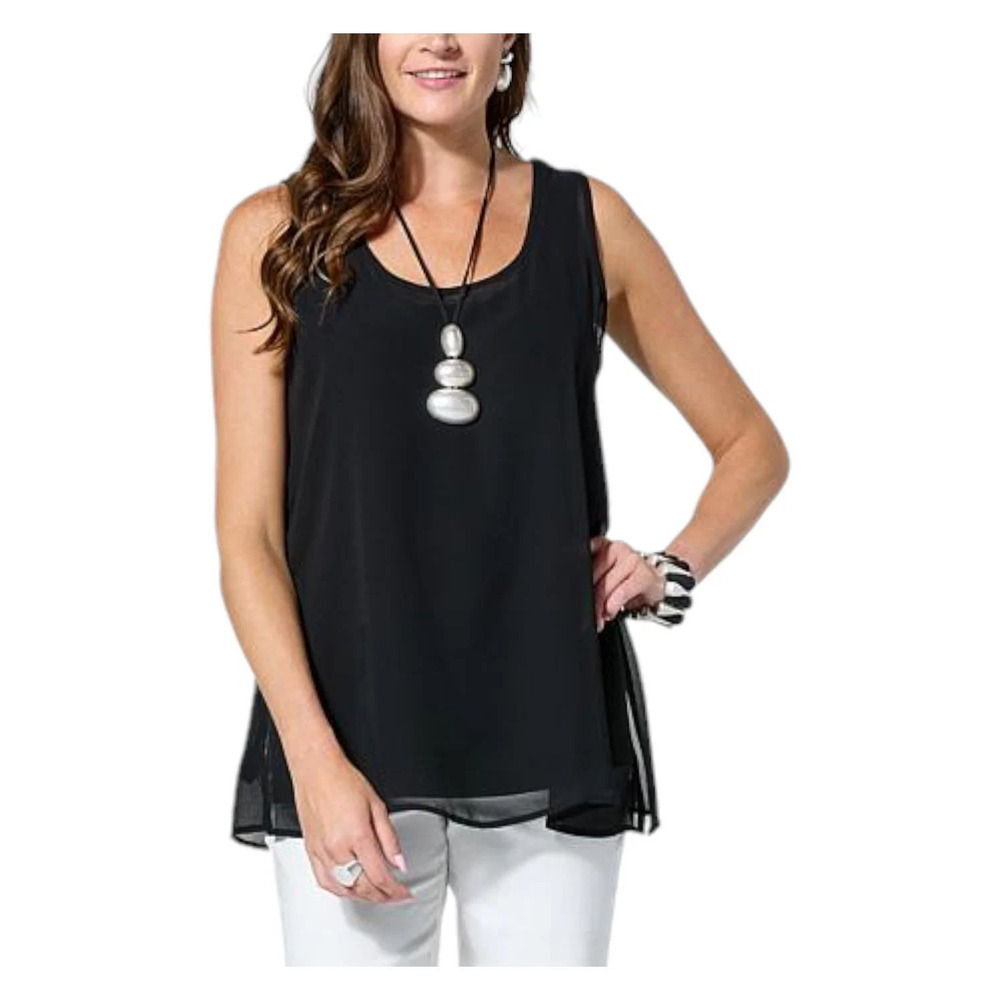 WynneLayers Chiffon Tank Top Black - Regular